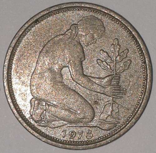 1978 D - 50 PFENNIG - GERMANY - FEDERAL REPUBLIC (Copper-Nickel) KM#109.2